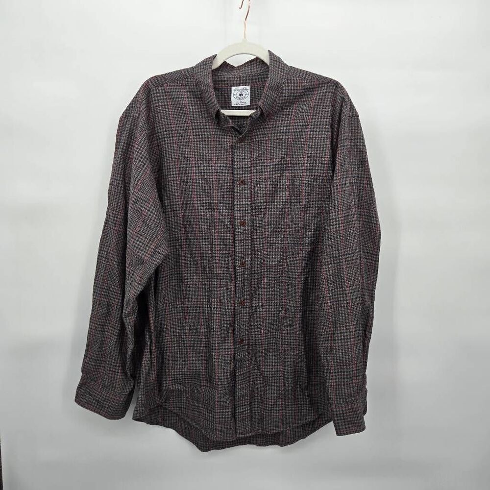 Brooks Brothers Men's Sports Shirt Size Large Button Down Plaid Cotton